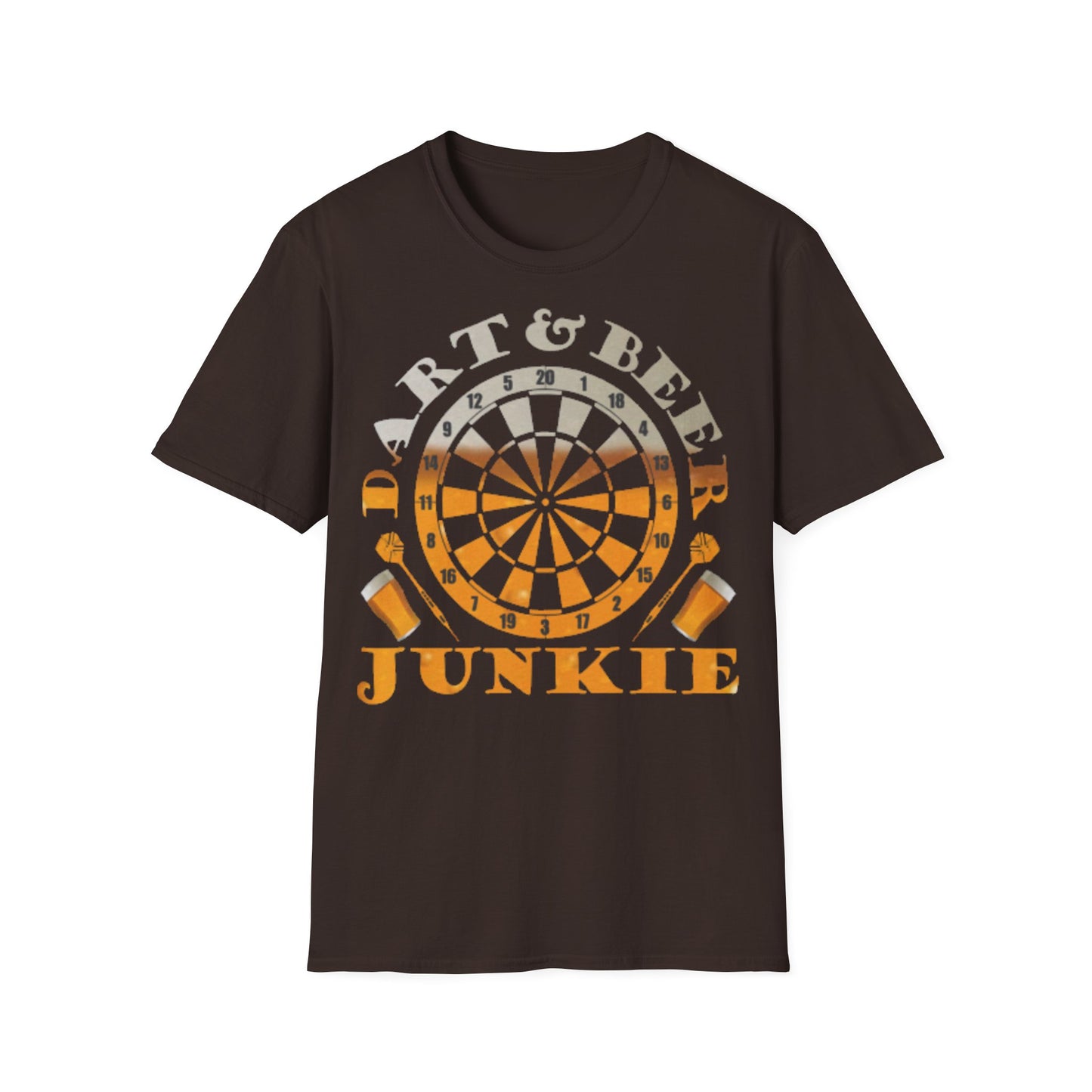 Dart & Beer Junkie T-Shirt — Retro Dartboard Pub Game Tee