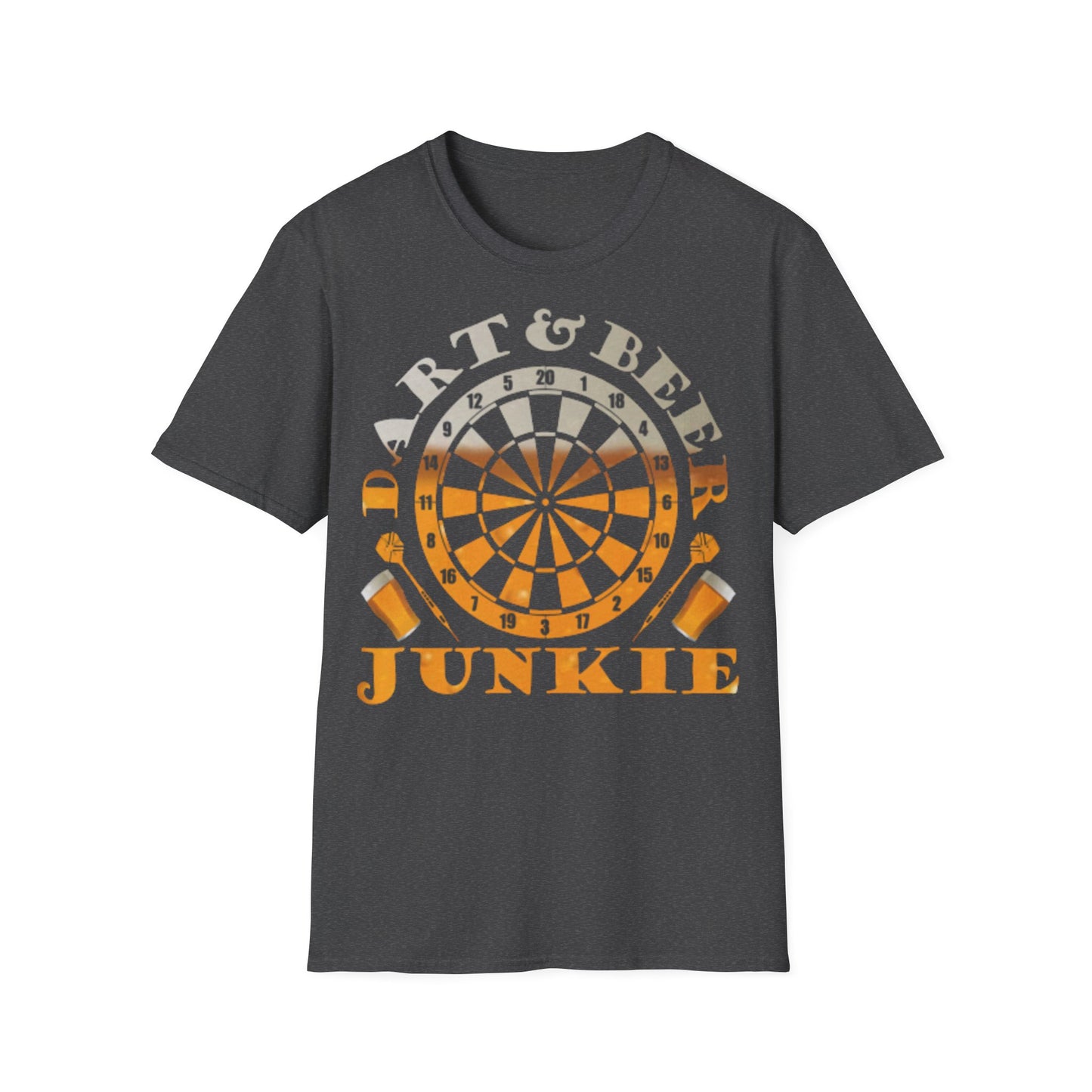 Dart & Beer Junkie T-Shirt — Retro Dartboard Pub Game Tee