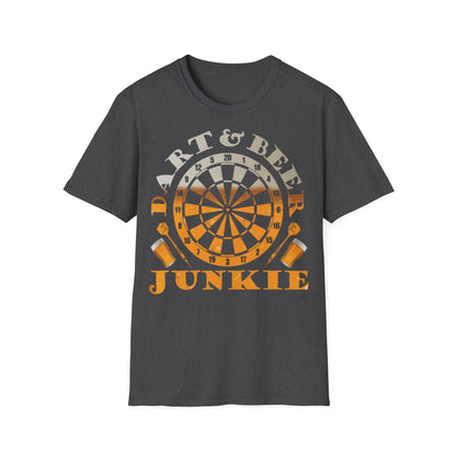 Dart & Beer Junkie T-Shirt — Retro Dartboard Pub Game Tee