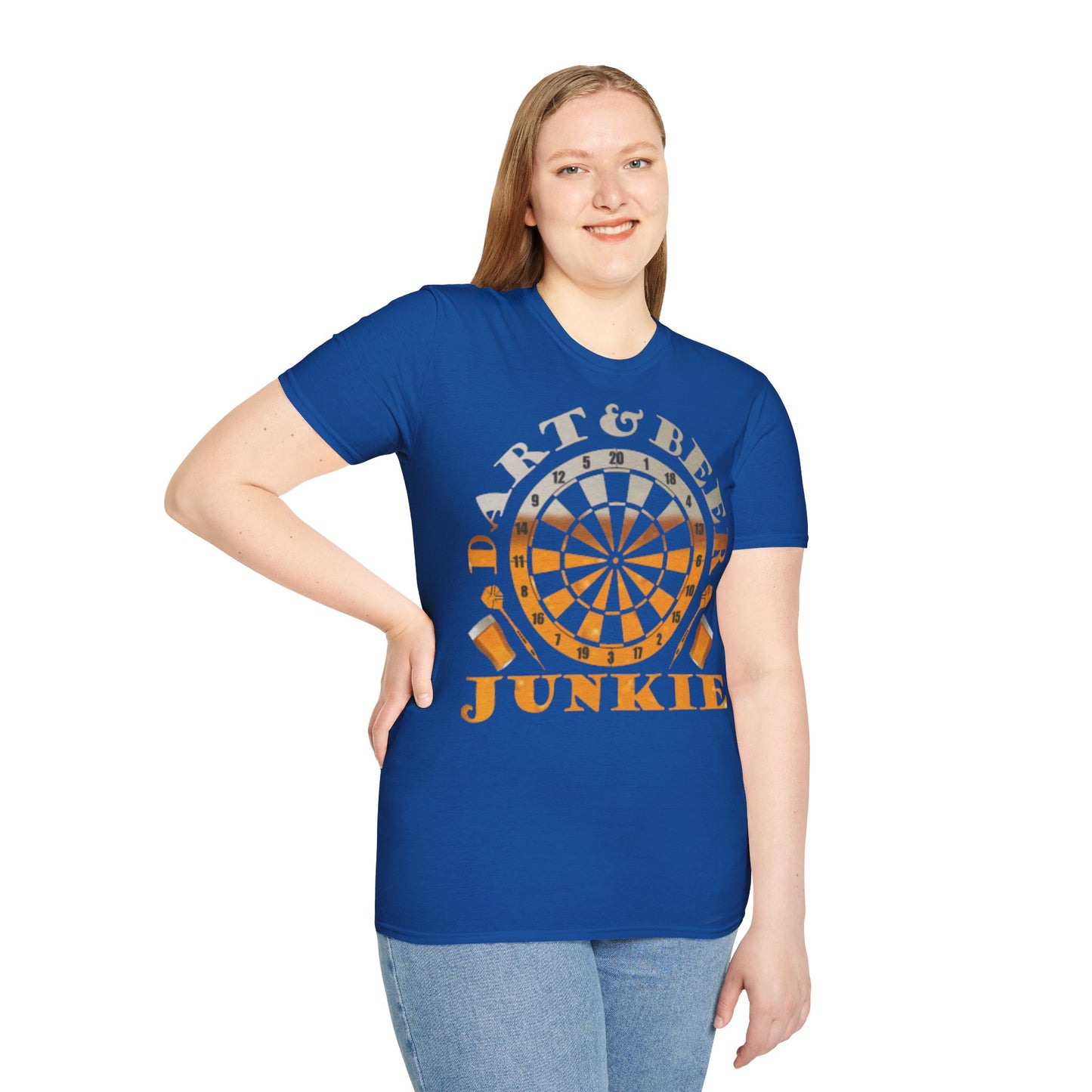 Dart & Beer Junkie T-Shirt — Retro Dartboard Pub Game Tee