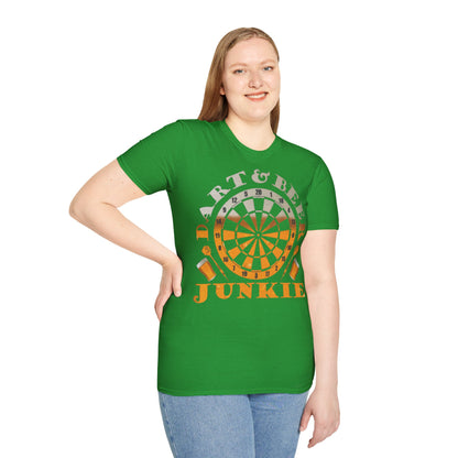 Dart & Beer Junkie T-Shirt — Retro Dartboard Pub Game Tee