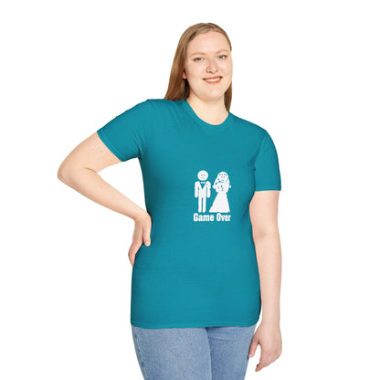 Game Over Wedding T‑Shirt — Funny Bride & Groom Engagement Shirt