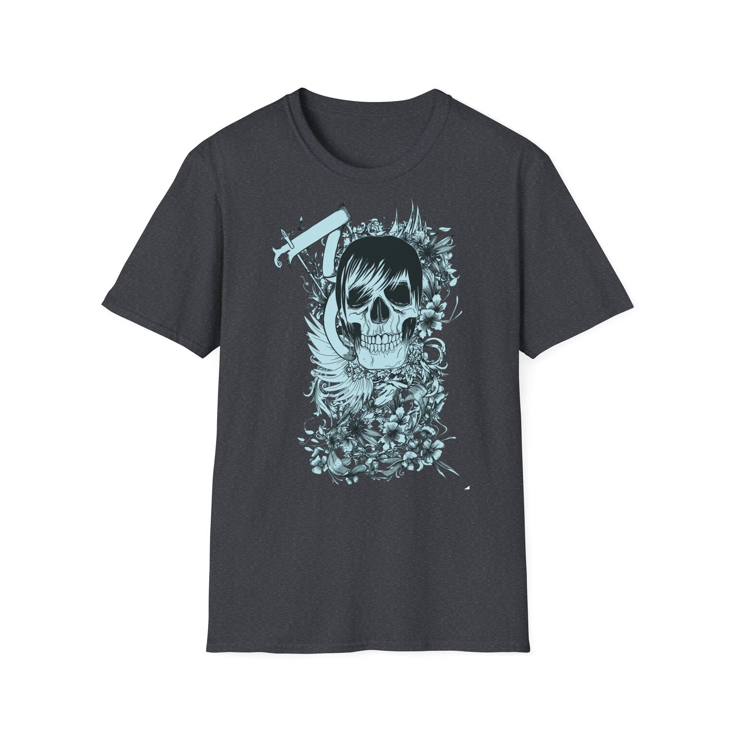 Skull Floral Tee — Gothic Skull with Flowers Graphic T-Shirt