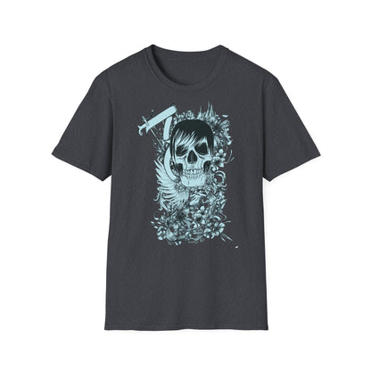 Skull Floral Tee — Gothic Skull with Flowers Graphic T-Shirt