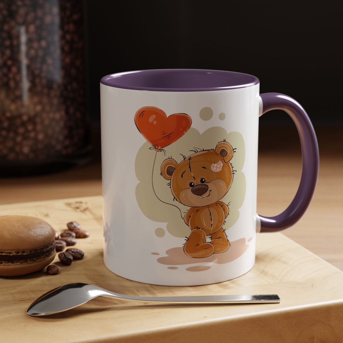 Cute Teddy Bear Coffee Mug with Heart Balloon — Gift Mug for Kids & New Parents