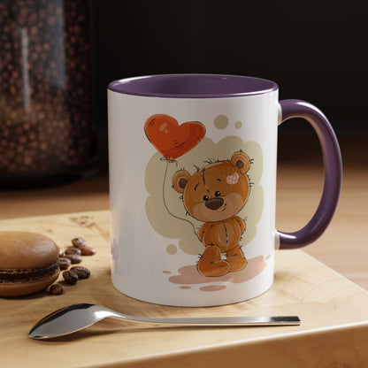 Cute Teddy Bear Coffee Mug with Heart Balloon — Gift Mug for Kids & New Parents
