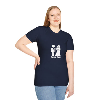 Game Over Wedding T‑Shirt — Funny Bride & Groom Engagement Shirt