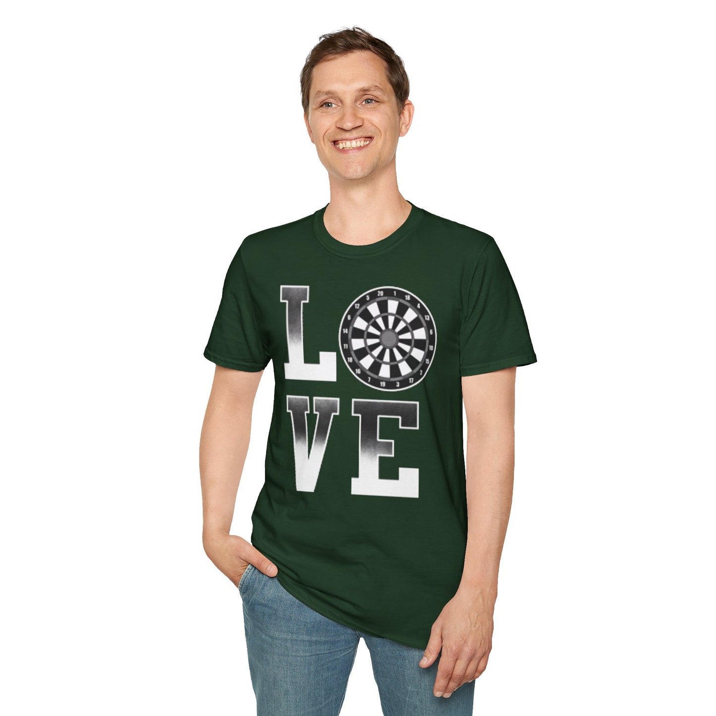 Darts Love T-Shirt — "LOVE" with Dartboard Graphic