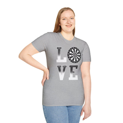 Darts Love T-Shirt — "LOVE" with Dartboard Graphic