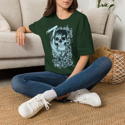 Skull Floral Tee — Gothic Skull with Flowers Graphic T-Shirt