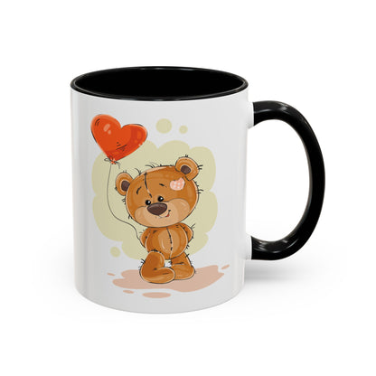 Cute Teddy Bear Coffee Mug with Heart Balloon — Gift Mug for Kids & New Parents