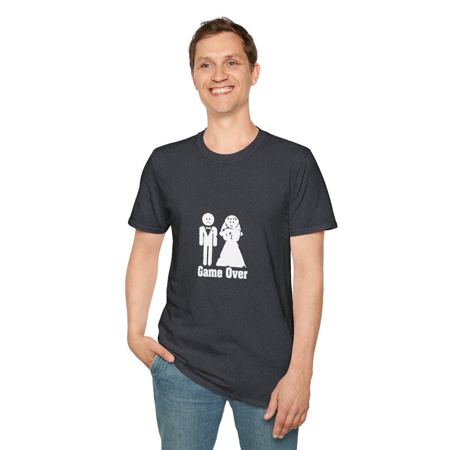 Game Over Wedding T‑Shirt — Funny Bride & Groom Engagement Shirt