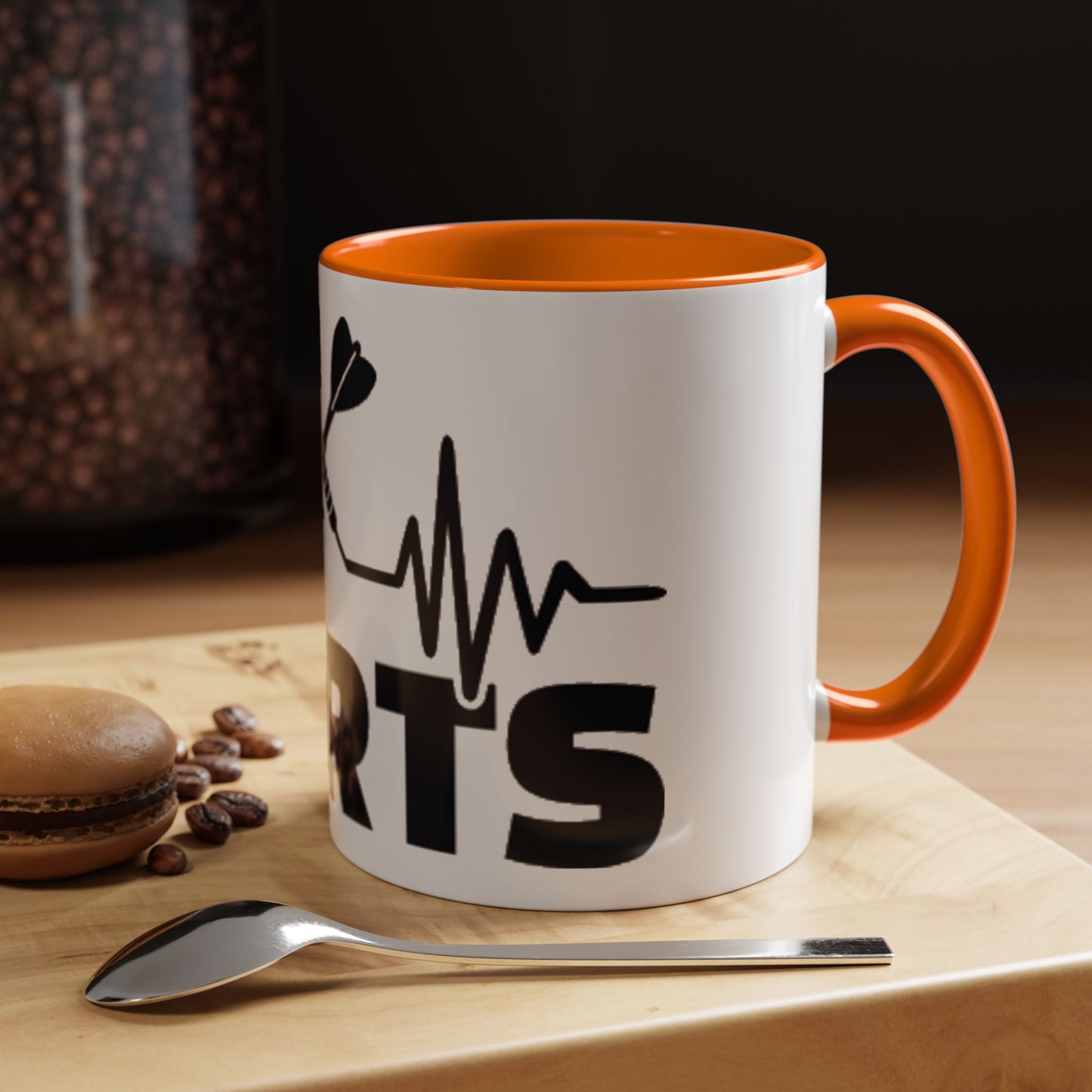 Darts Heartbeat Accent Coffee Mug — Darts Player Gift (310 ml)