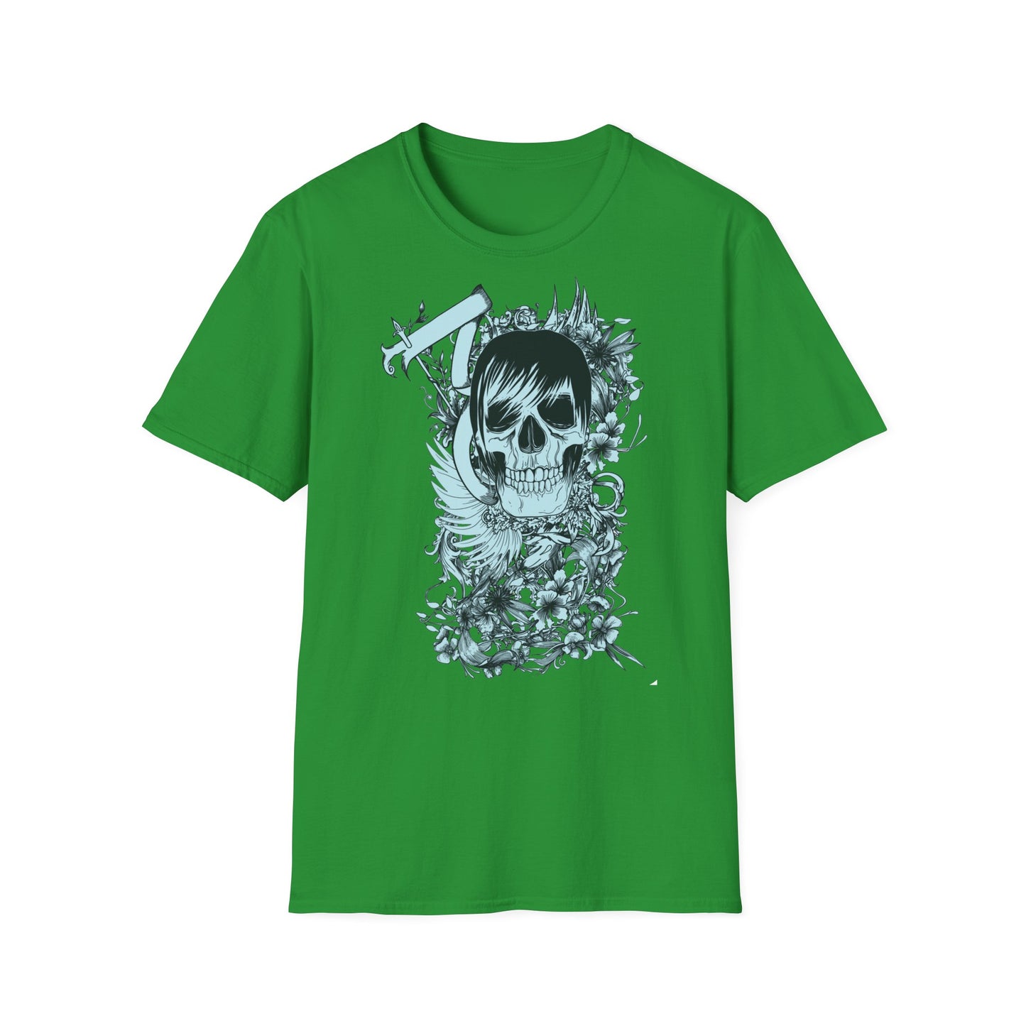 Skull Floral Tee — Gothic Skull with Flowers Graphic T-Shirt