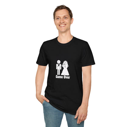 Game Over Wedding T‑Shirt — Funny Bride & Groom Engagement Shirt