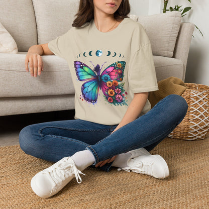 Butterfly Moon Phases T‑Shirt — Colorful Floral Wing Tee