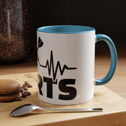 Darts Heartbeat Accent Coffee Mug — Darts Player Gift (310 ml)