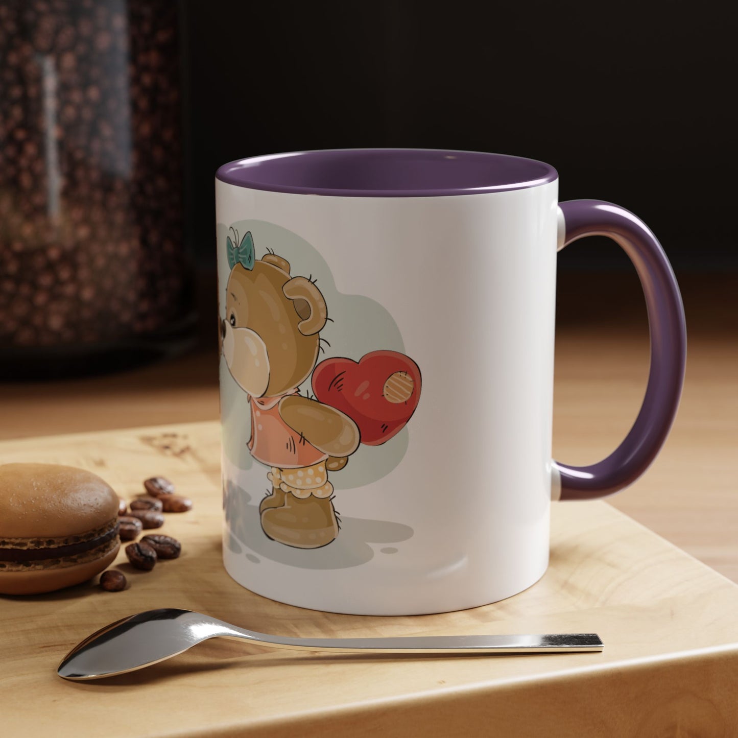Cute Kissing Bear Couple Accent Coffee Mug – Romantic Valentine’s Gift