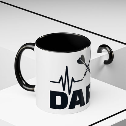 Darts Heartbeat Accent Coffee Mug — Darts Player Gift (310 ml)
