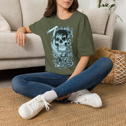 Skull Floral Tee — Gothic Skull with Flowers Graphic T-Shirt
