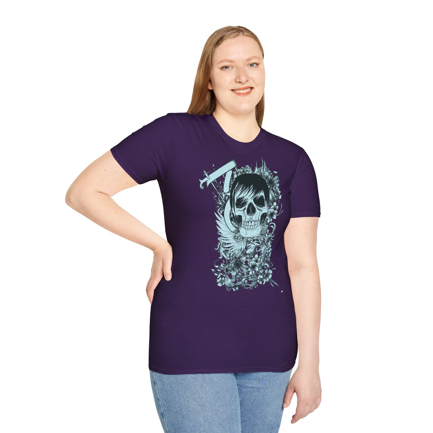 Skull Floral Tee — Gothic Skull with Flowers Graphic T-Shirt
