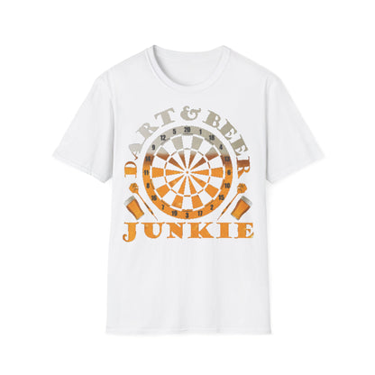 Dart & Beer Junkie T-Shirt — Retro Dartboard Pub Game Tee