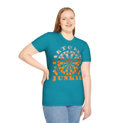 Dart & Beer Junkie T-Shirt — Retro Dartboard Pub Game Tee