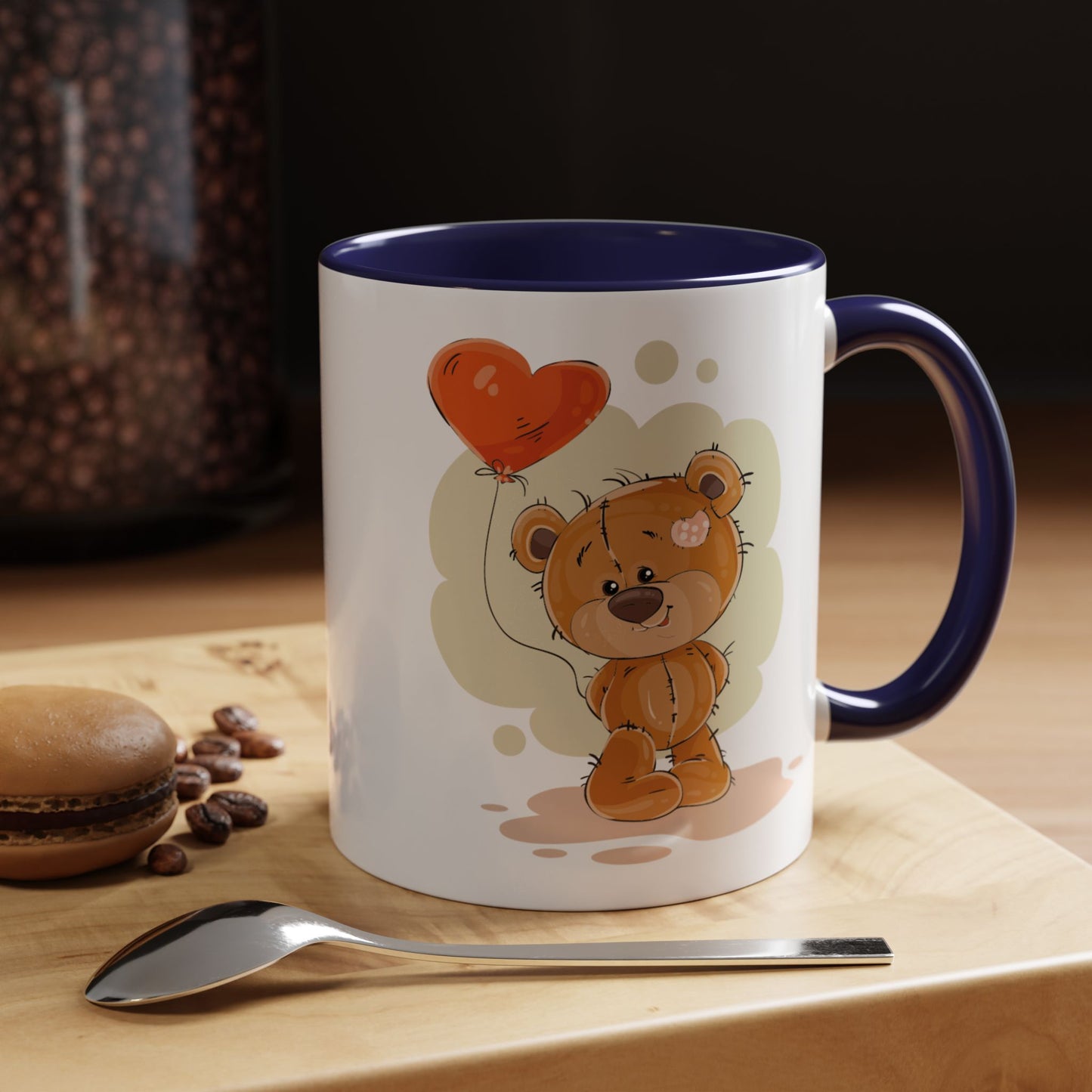 Cute Teddy Bear Coffee Mug with Heart Balloon — Gift Mug for Kids & New Parents