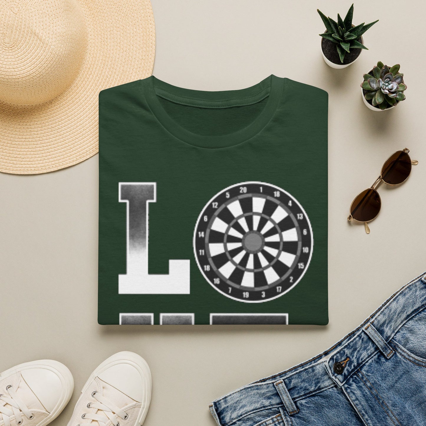 Darts Love T-Shirt — "LOVE" with Dartboard Graphic