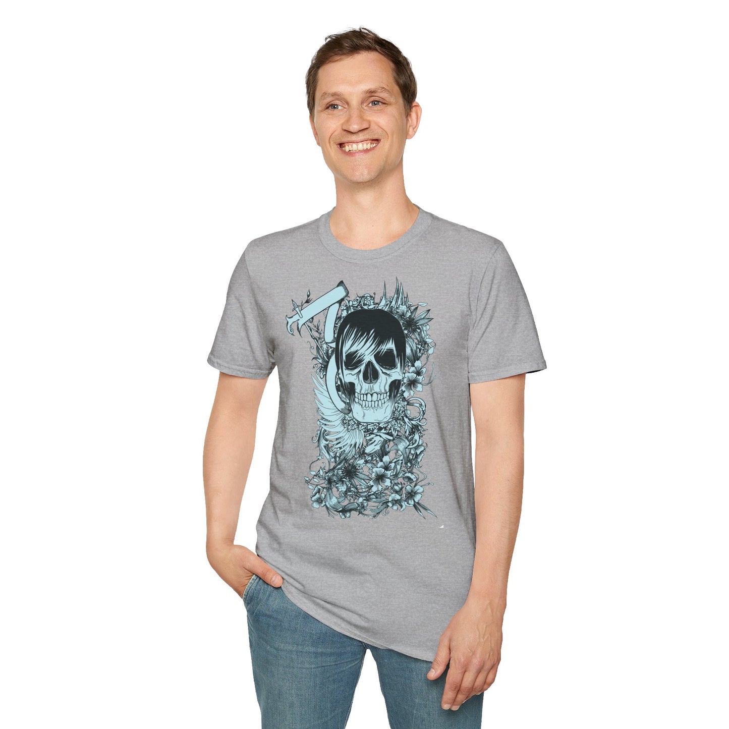 Skull Floral Tee — Gothic Skull with Flowers Graphic T-Shirt