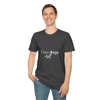 I Love Dogs T-Shirt – Cute Paw Print Graphic Tee for Dog Lovers