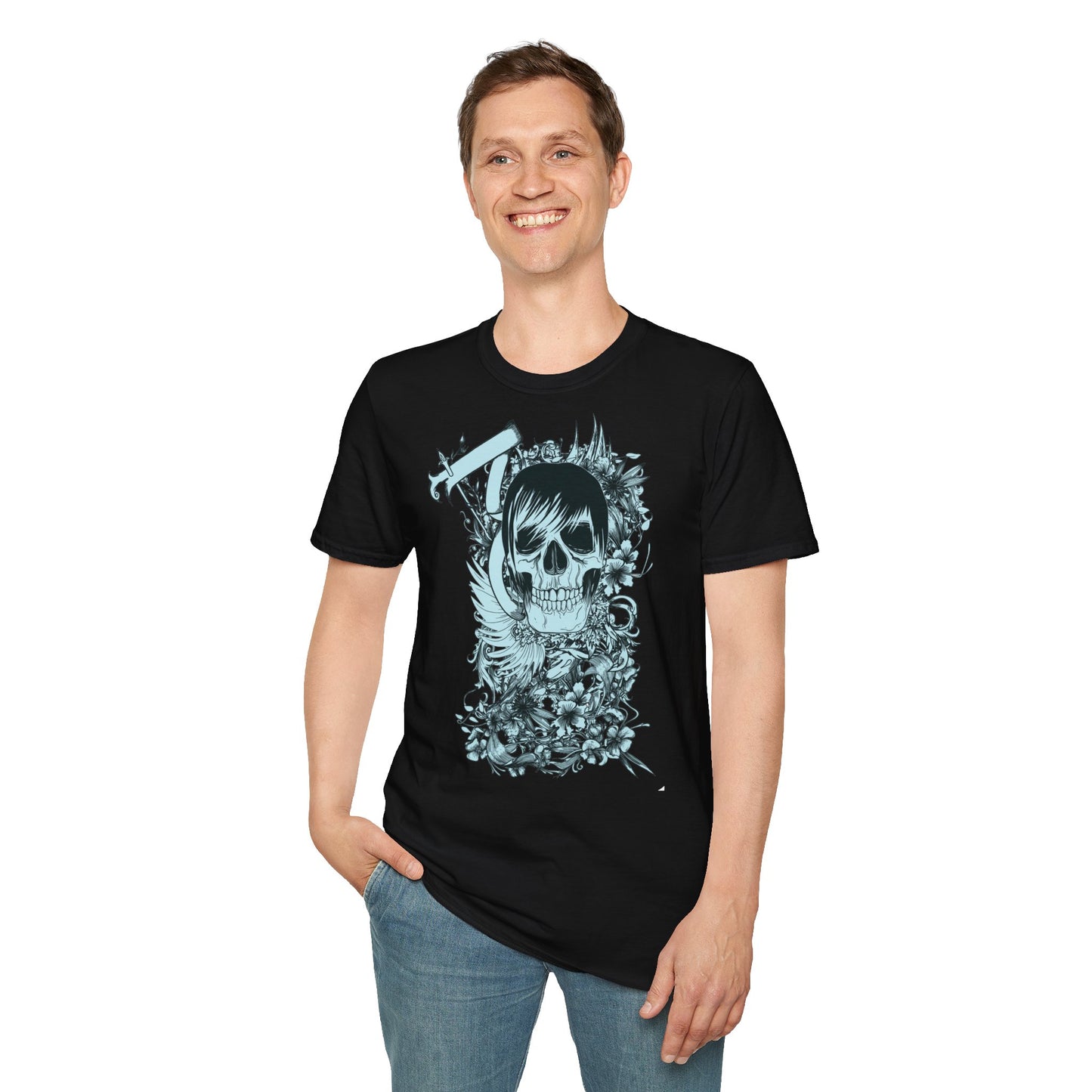 Skull Floral Tee — Gothic Skull with Flowers Graphic T-Shirt