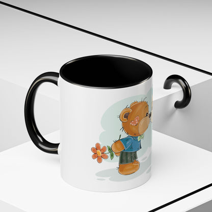 Cute Kissing Bear Couple Accent Coffee Mug – Romantic Valentine’s Gift