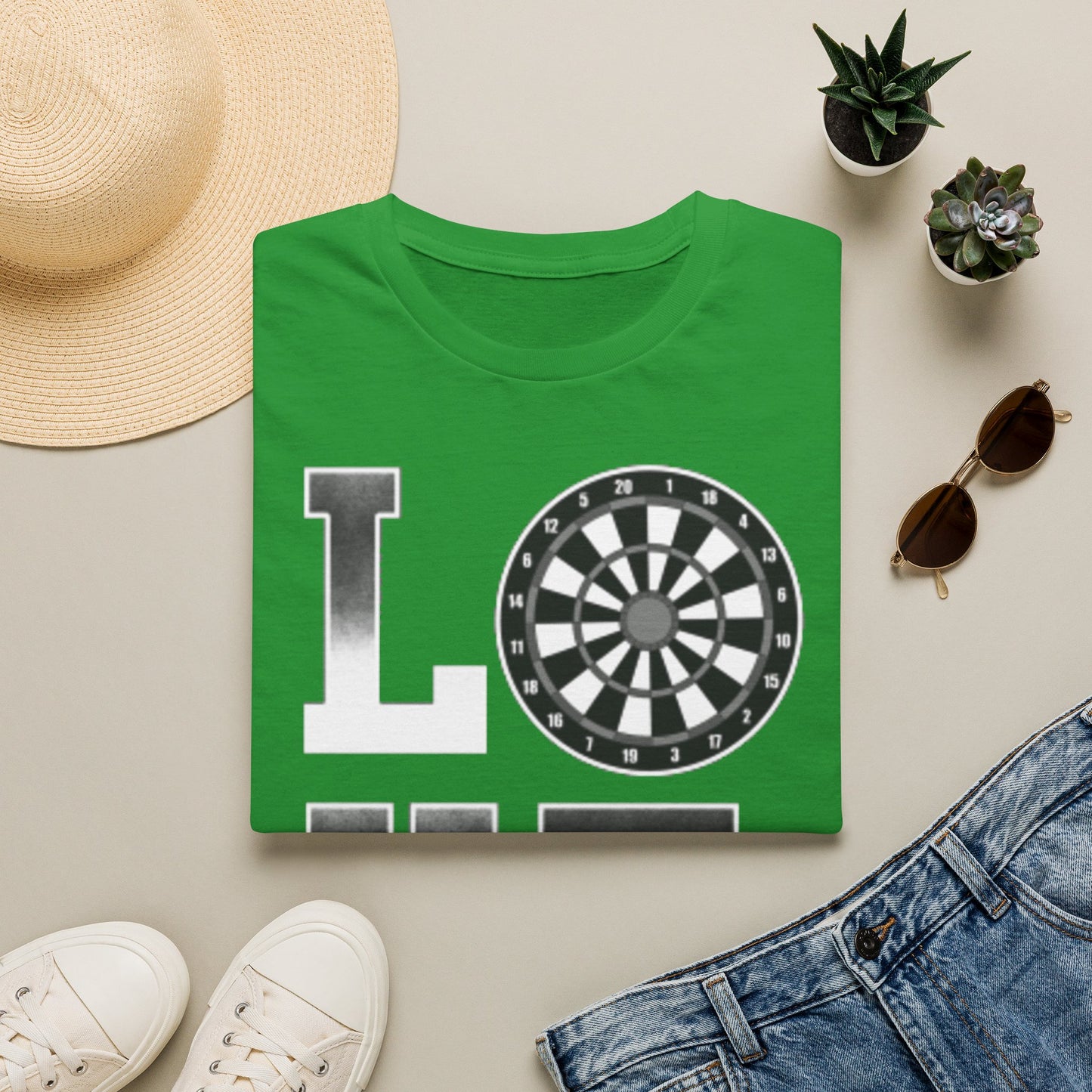 Darts Love T-Shirt — "LOVE" with Dartboard Graphic