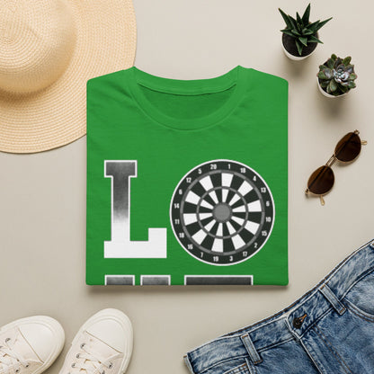 Darts Love T-Shirt — "LOVE" with Dartboard Graphic