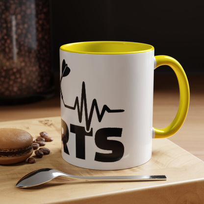 Darts Heartbeat Accent Coffee Mug — Darts Player Gift (310 ml)