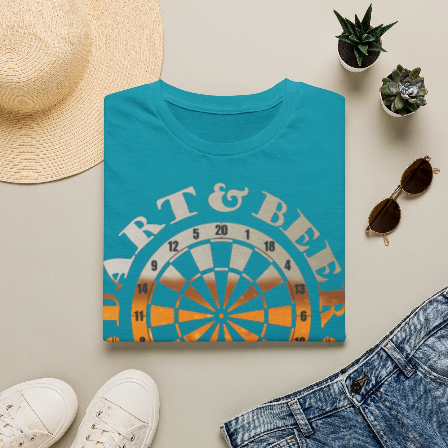 Dart & Beer Junkie T-Shirt — Retro Dartboard Pub Game Tee