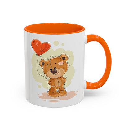Cute Teddy Bear Coffee Mug with Heart Balloon — Gift Mug for Kids & New Parents