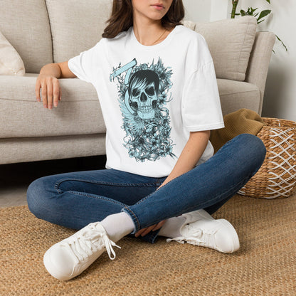 Skull Floral Tee — Gothic Skull with Flowers Graphic T-Shirt