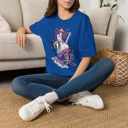 Geisha Anime Art T‑Shirt — Retro Floral Japanese Illustration