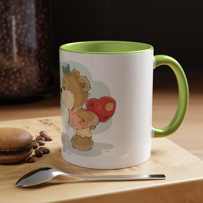 Cute Kissing Bear Couple Accent Coffee Mug – Romantic Valentine’s Gift