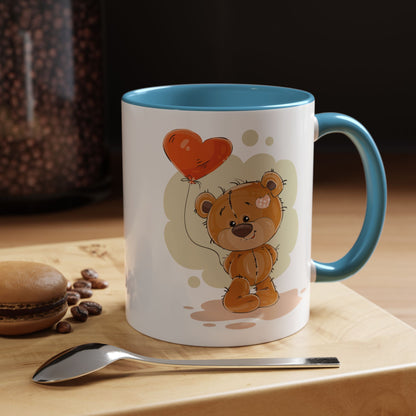 Cute Teddy Bear Coffee Mug with Heart Balloon — Gift Mug for Kids & New Parents