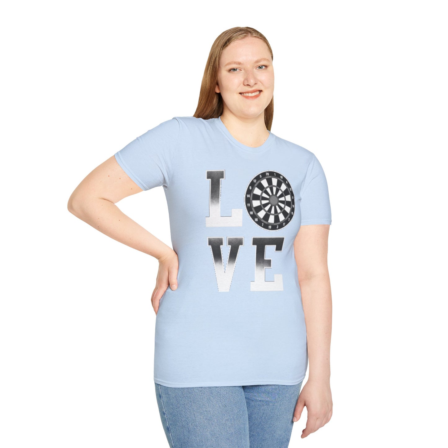Darts Love T-Shirt — "LOVE" with Dartboard Graphic