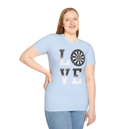 Darts Love T-Shirt — "LOVE" with Dartboard Graphic