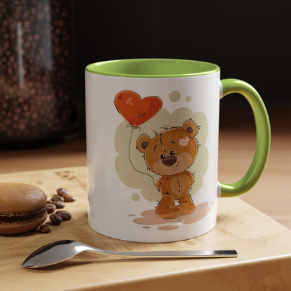 Cute Teddy Bear Coffee Mug with Heart Balloon — Gift Mug for Kids & New Parents