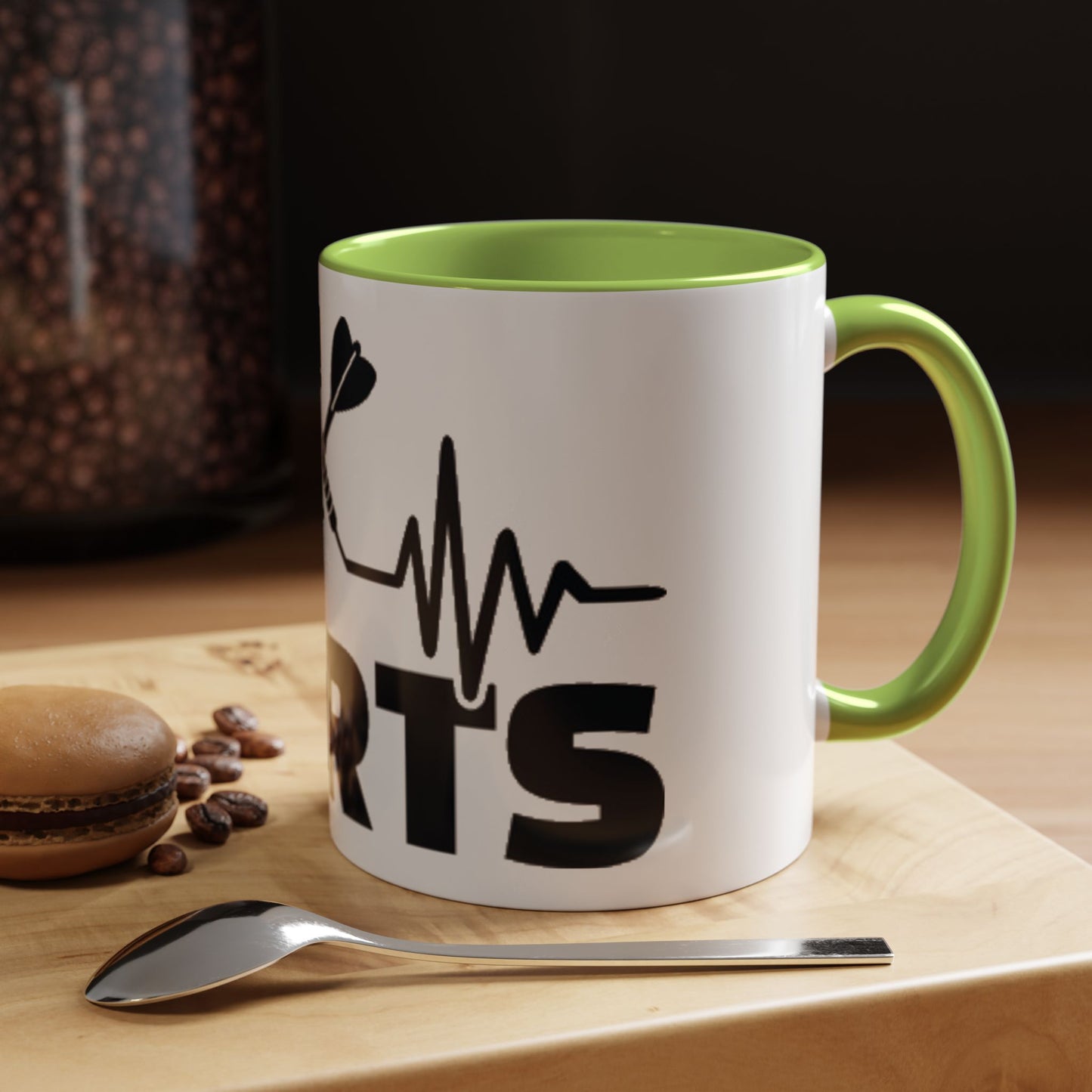 Darts Heartbeat Accent Coffee Mug — Darts Player Gift (310 ml)