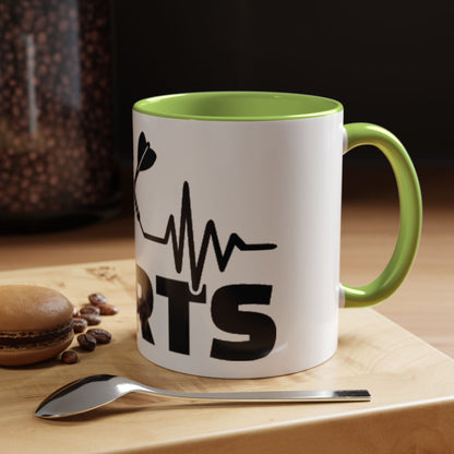 Darts Heartbeat Accent Coffee Mug — Darts Player Gift (310 ml)