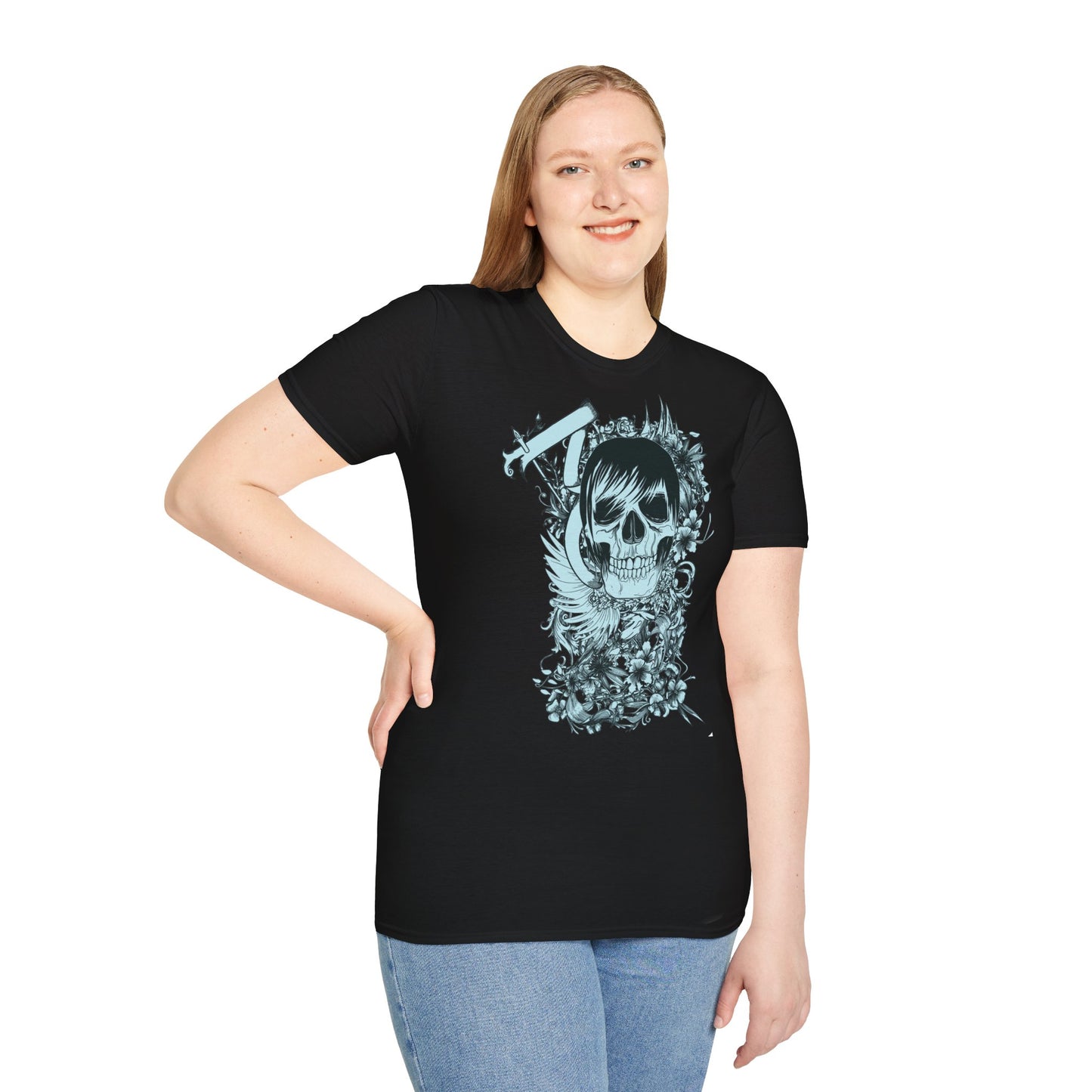 Skull Floral Tee — Gothic Skull with Flowers Graphic T-Shirt