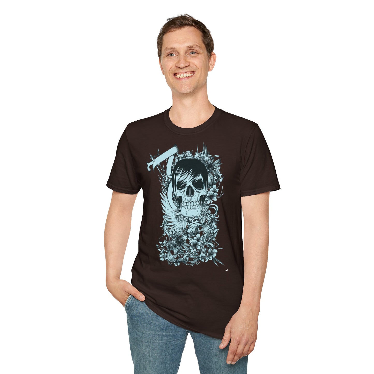 Skull Floral Tee — Gothic Skull with Flowers Graphic T-Shirt