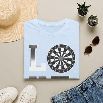 Darts Love T-Shirt — "LOVE" with Dartboard Graphic